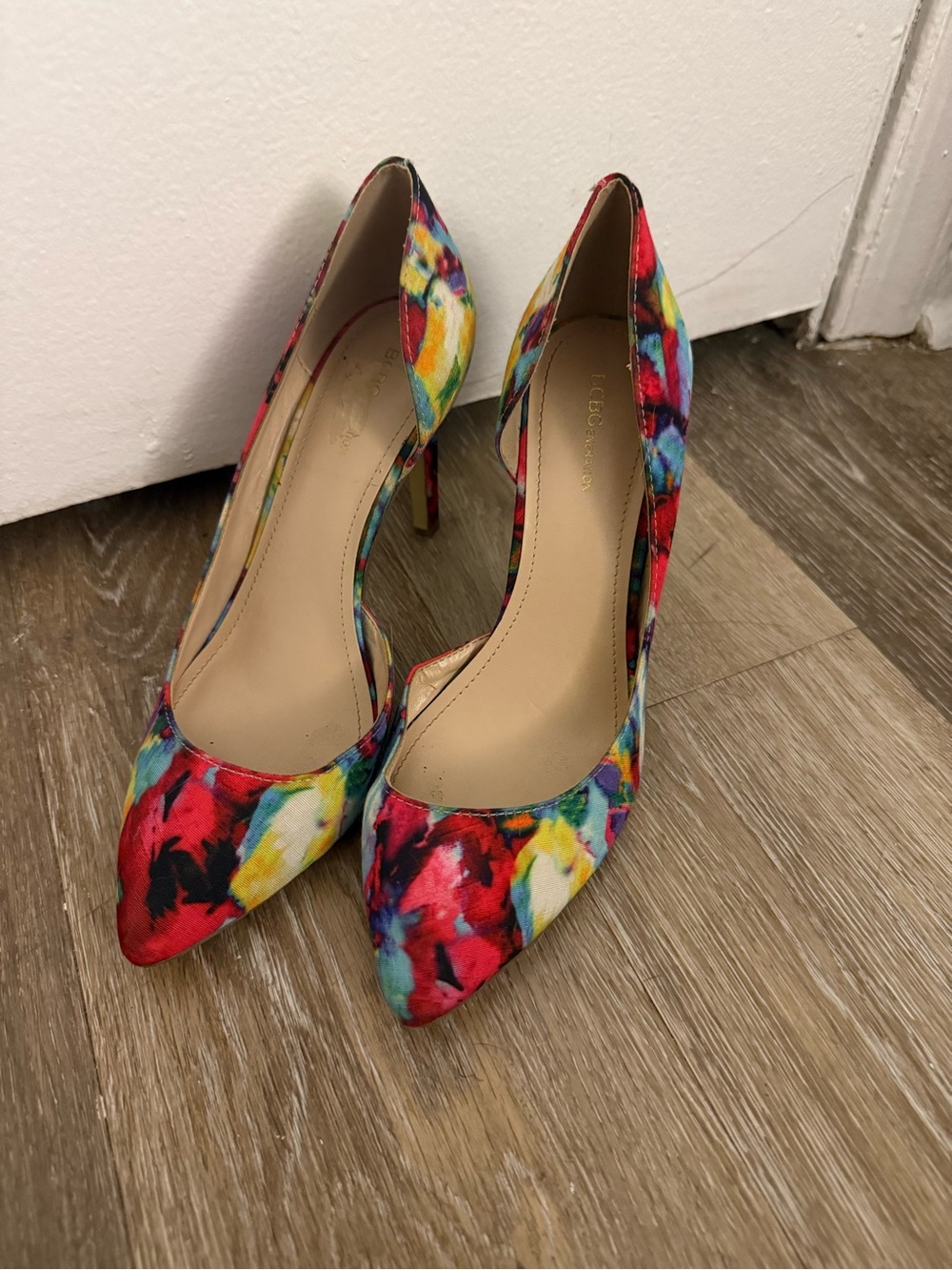 BCBG Multicolor Floral Pointed-Toe Pumps